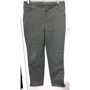 Chicos Jeans sz 1/M Perfect Stretch Girlfriend Slim Pullon Zippered Ankle Green